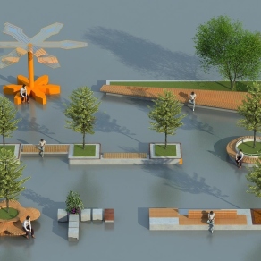 现代景观座椅3D模型下载